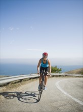 Cyclist road riding in Malibu.