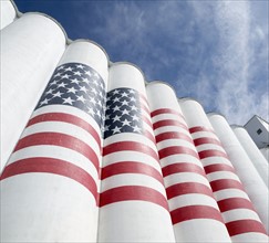 Silos painted with American flag. Photo. John Kelly