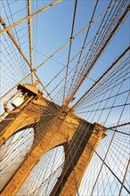 USA, New York State, New York City, Span of Brooklyn Bridge. Photo : fotog