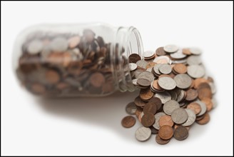 Jar of coins. Photo : Mike Kemp