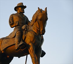 USA, Pennsylvania, Gettysburg, Cemetery Ridge, statue of soldier on horse. Photo : Chris Grill