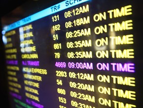 Close-up of arrival departure board. Photo : fotog