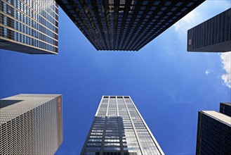 USA, New York City, Low angle view of skyscrapers. Photo : fotog