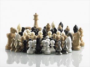 Queen with mixed teams of chess pieces. Photo : David Arky