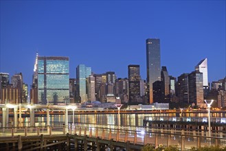 USA, New York State, New York City, Skyline with United Nations Building, Trump World Tower and