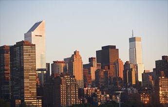 USA, New York State, New York City, Manhattan skyline with Citigroup Center in sunlight. Photo :