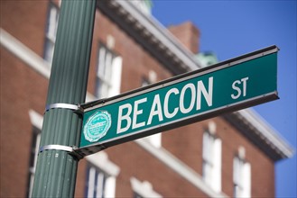 USA, Massachusetts, Boston, Beacon Street sign. Photo : fotog