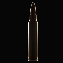 Single bullet on black background, close-up. Photo : Mike Kemp
