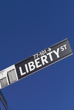 USA, New York, New York City, Liberty Street sign.