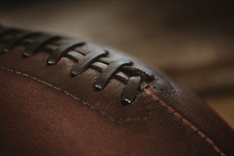 Close-up of american football ball.