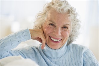 USA, New Jersey, Jersey City, Portrait of senior woman smiling.