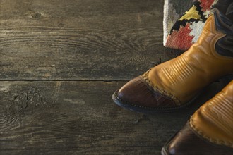 Close-up of cowboy shoes.