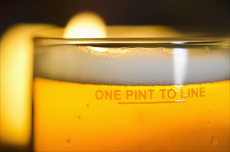 Pint of beer, close-up.