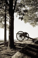 USA, Pennsylvania, Gettysburg, Little Round Top, historical canon from American Civil War . Photo :