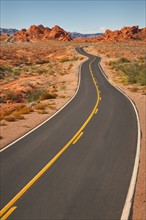 USA, Nevada, Valley of Fire, desert road. Photo : Gary Weathers