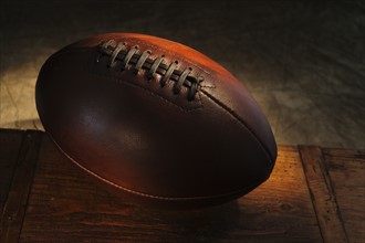 Close-up of rugby ball.
