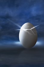 Digital composition with white egg.