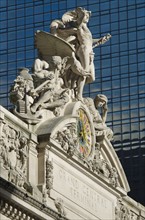 USA, New York City, Sculpture on top of Grand Central Station facade.