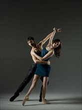 Two young ballet dancers, studio shot. Photo : Dan Bannister