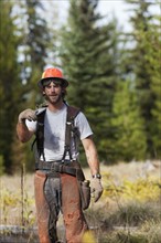 USA, Montana, Lakeside, portrait of lumberjack. Photo : Noah Clayton