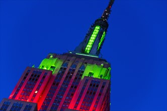 USA, New York City, Low angle view of Empire State Building.