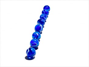 Eight blue glass balls. Photo : David Arky