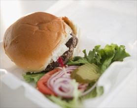 Close-up of hamburger. Photo: Jamie Grill Photography