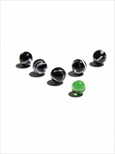 Black and green glass balls. Photo: David Arky