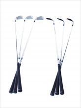 Golf clubs on white background. Photo: David Arky