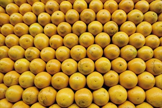 Stack of oranges on market. Photo : Antonio M. Rosario