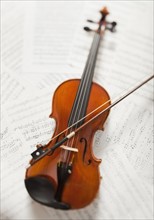 Violin on sheet music. Photo: Mike Kemp