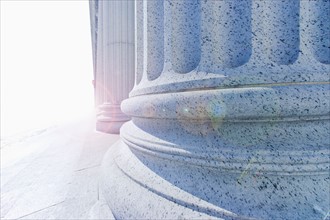 USA, New York City, New York, close up of column in sunlight.