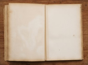 Close up of blank pages in antique book.