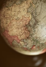 Close-up of antique globe.
