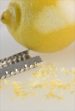 Close-up of lemon and grater. Photo: Jamie Grill Photography