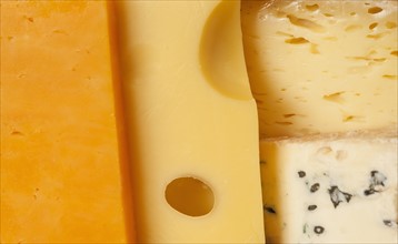 Close-up of cheese slices.