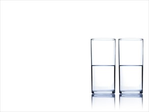 Studio shot of two glasses of water. Photo: David Arky