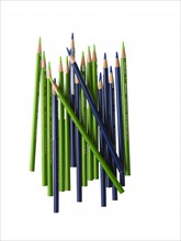 Green and blue colored pencils. Photo: David Arky