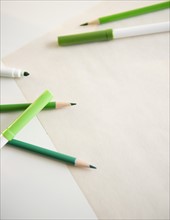 Studio shot of green pencils. Photo: Jamie Grill Photography