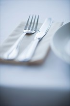 Close-up of place setting.