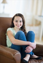 Portrait of teenage girl (14-15).