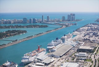 Miami harbor as seen from air