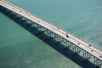 USA, Florida, Miami, Aerial view of Port of Miami Bridge. Photo : fotog
