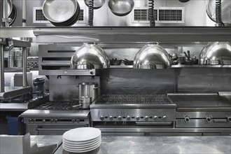 Interior of commercial kitchen.