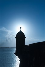 Puerto Rico, Old San Juan, Silhouette of Fort San Felipe del Morro.
