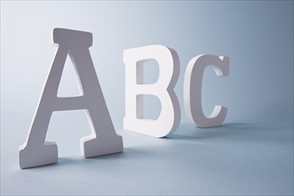 Studio shot of A, B, C letters. Photo : Chris Hackett