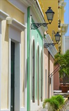 Puerto Rico, Old San Juan, Row of historic houses in Old Town.