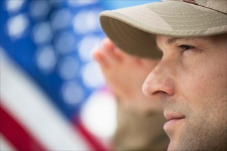 Profile of US army soldier.
