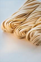 Studio shot of fresh linguini pasta.