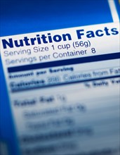 Close-up of nutrition information.